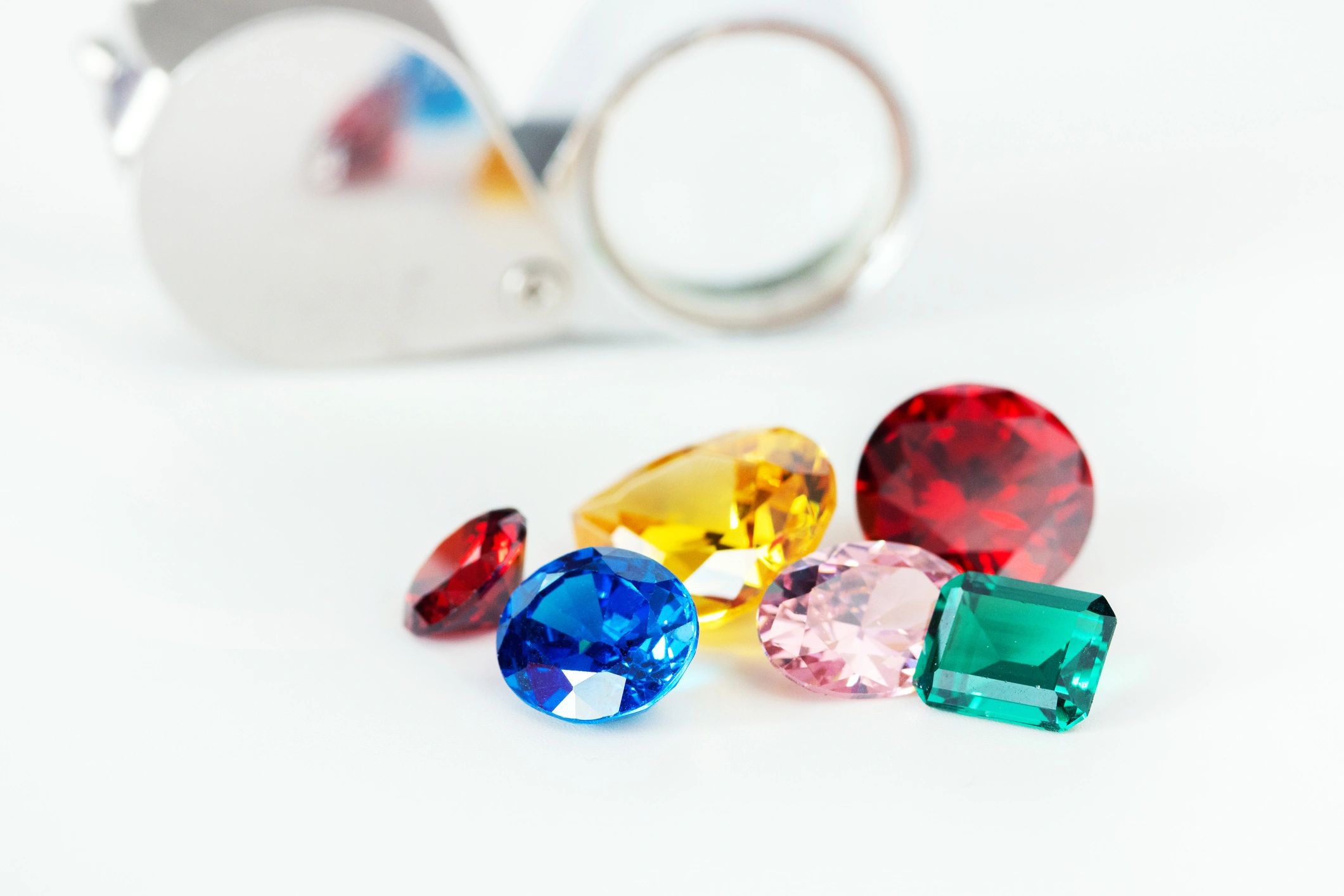 Colorful gemstones arranged as a curated collection